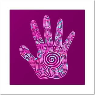 Spiral Hand Print Magenta Posters and Art
